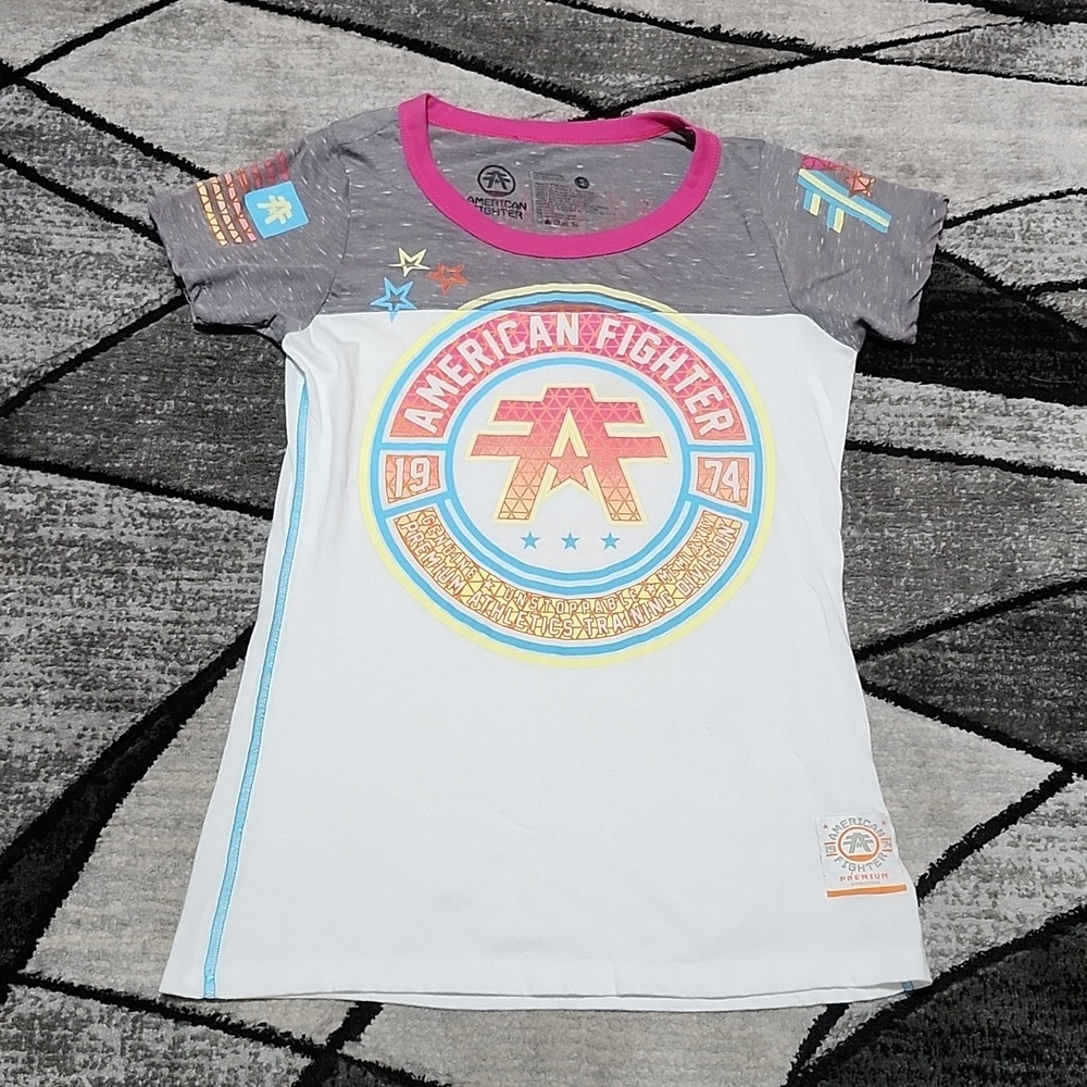 AMERICAN FIGHTER OMBRE GRAPHIC CREW-NECK CONTRAST COVERSTITCH RAGLAN-SLE…